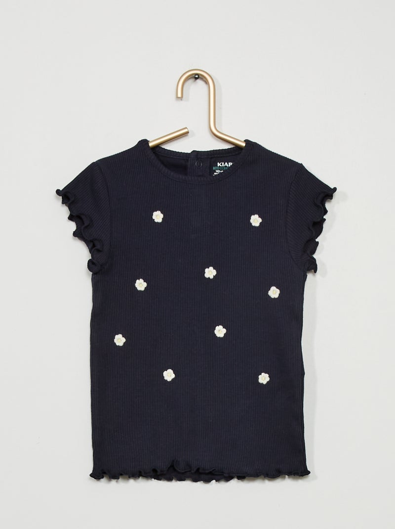 T-shirt en maille côtelée Bleu - Kiabi