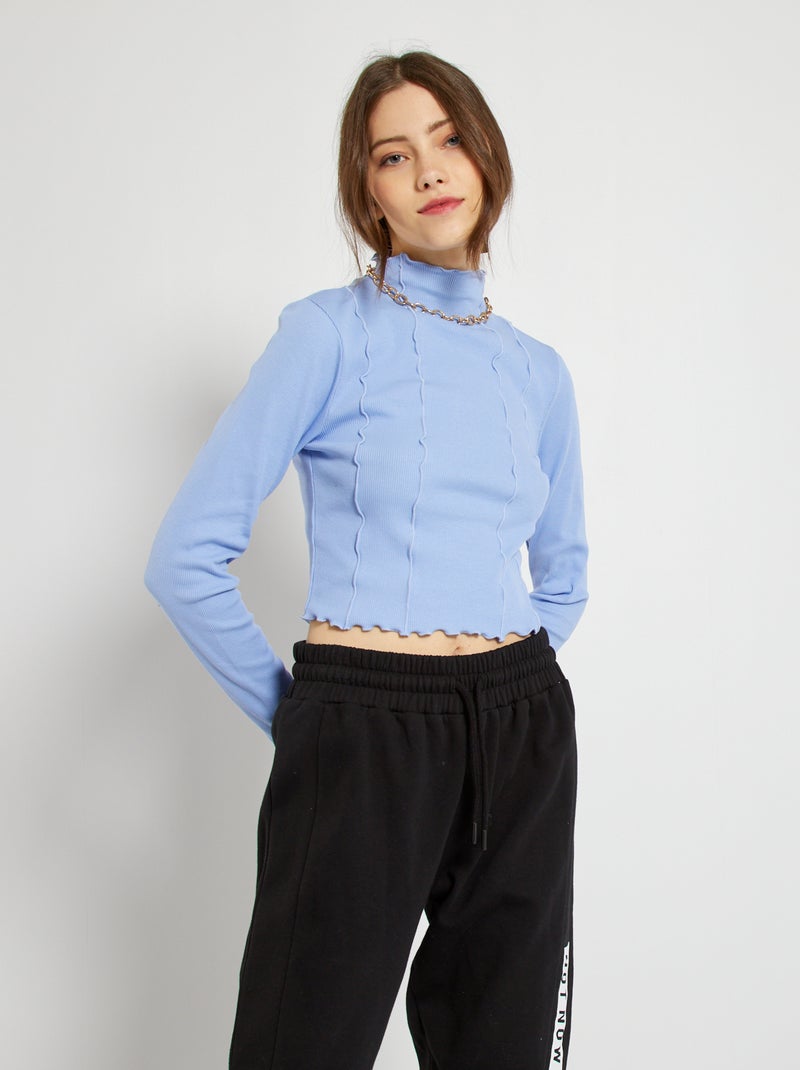 T-shirt en maille côtelée bleu - Kiabi