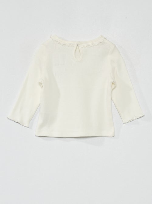 T-shirt en maille côtelée col volanté - Kiabi