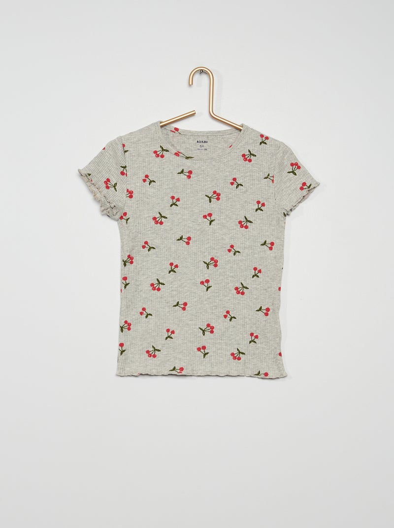 T-shirt en maille côtelée gris - Kiabi