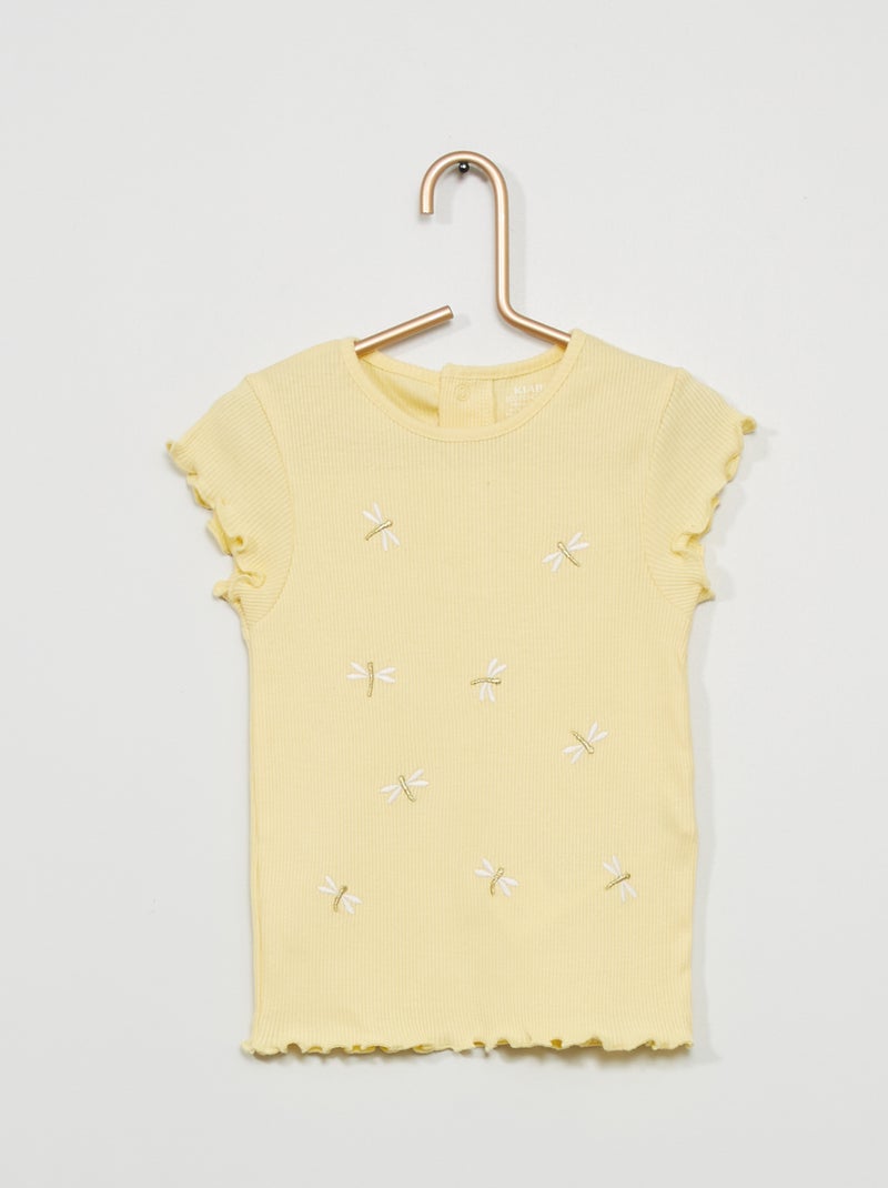 T-shirt en maille côtelée Jaune - Kiabi