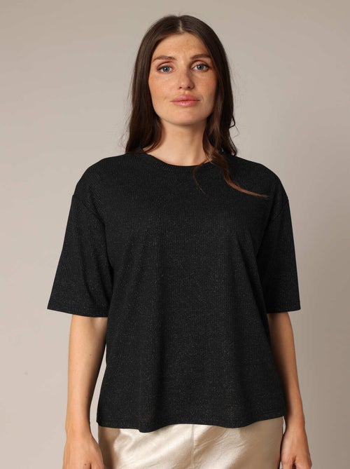 T-shirt en maille côtelée légèrement brillante 'Deeluxe' - Kiabi