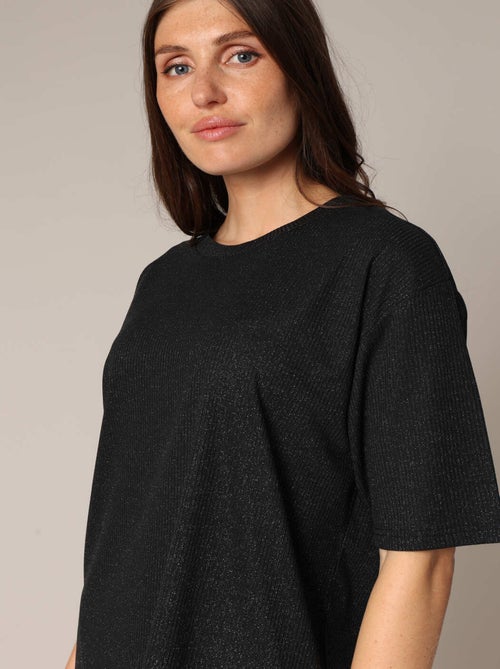 T-shirt en maille côtelée légèrement brillante 'Deeluxe' - Kiabi