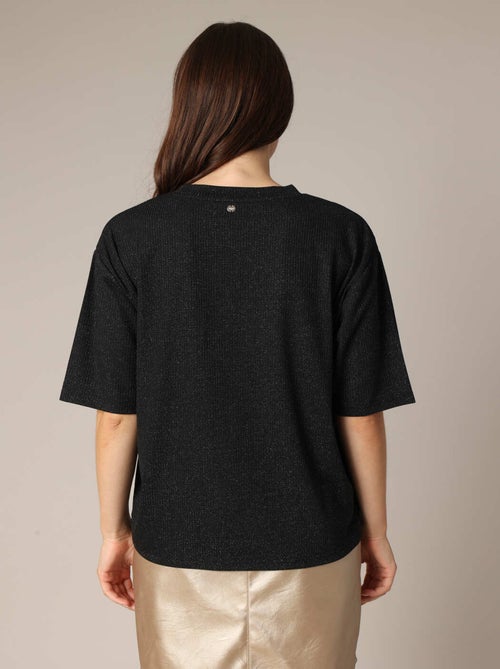 T-shirt en maille côtelée légèrement brillante 'Deeluxe' - Kiabi