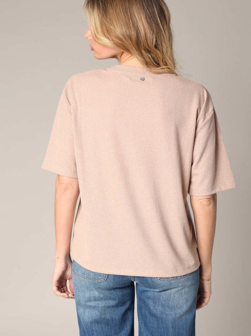 T-shirt en maille côtelée légèrement brillante 'Deeluxe' - Kiabi