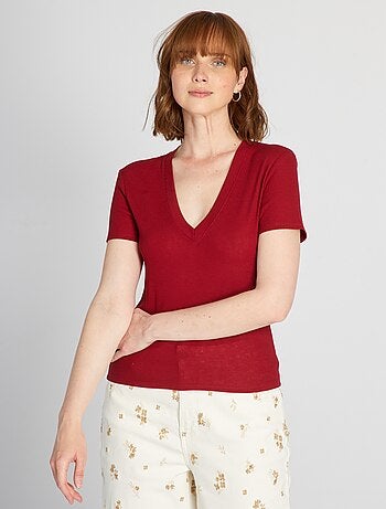 T-shirt en maille côtelée - Kiabi