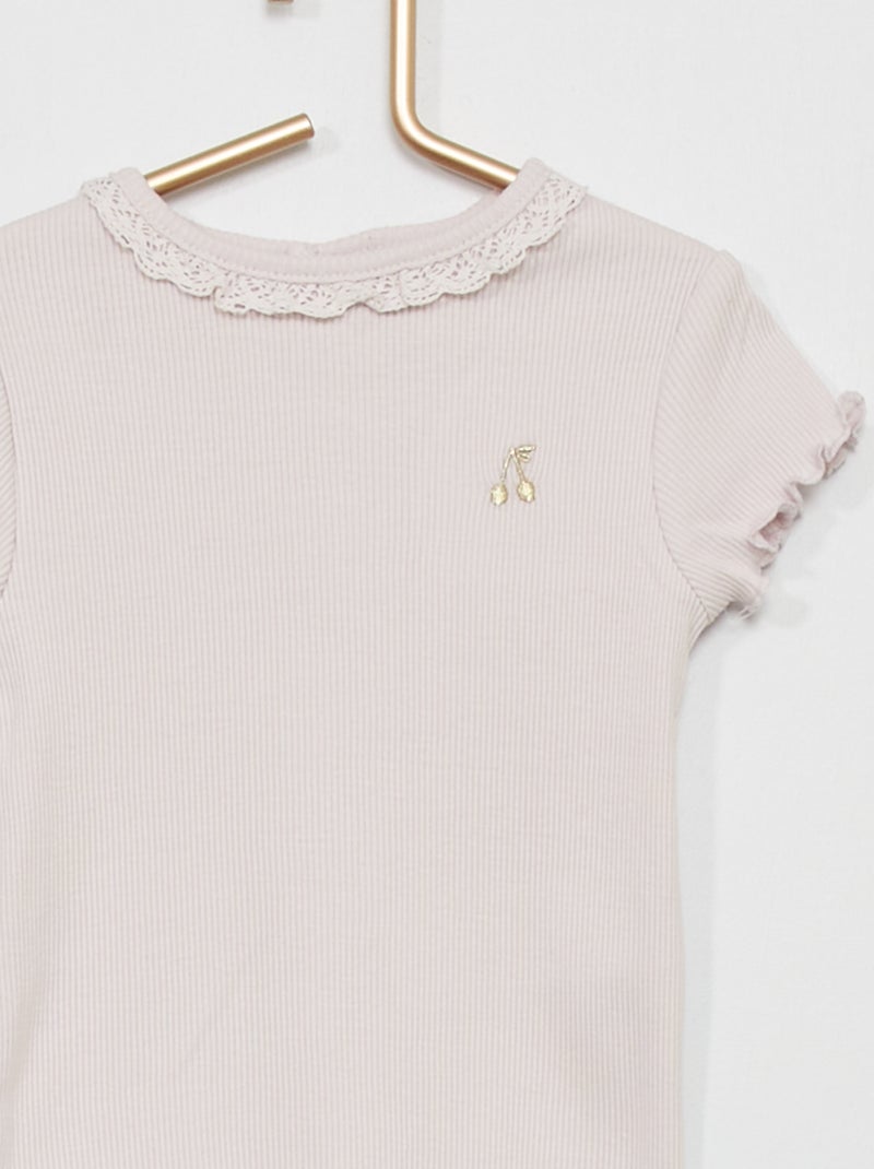 T-shirt en maille côtelée violet - Kiabi