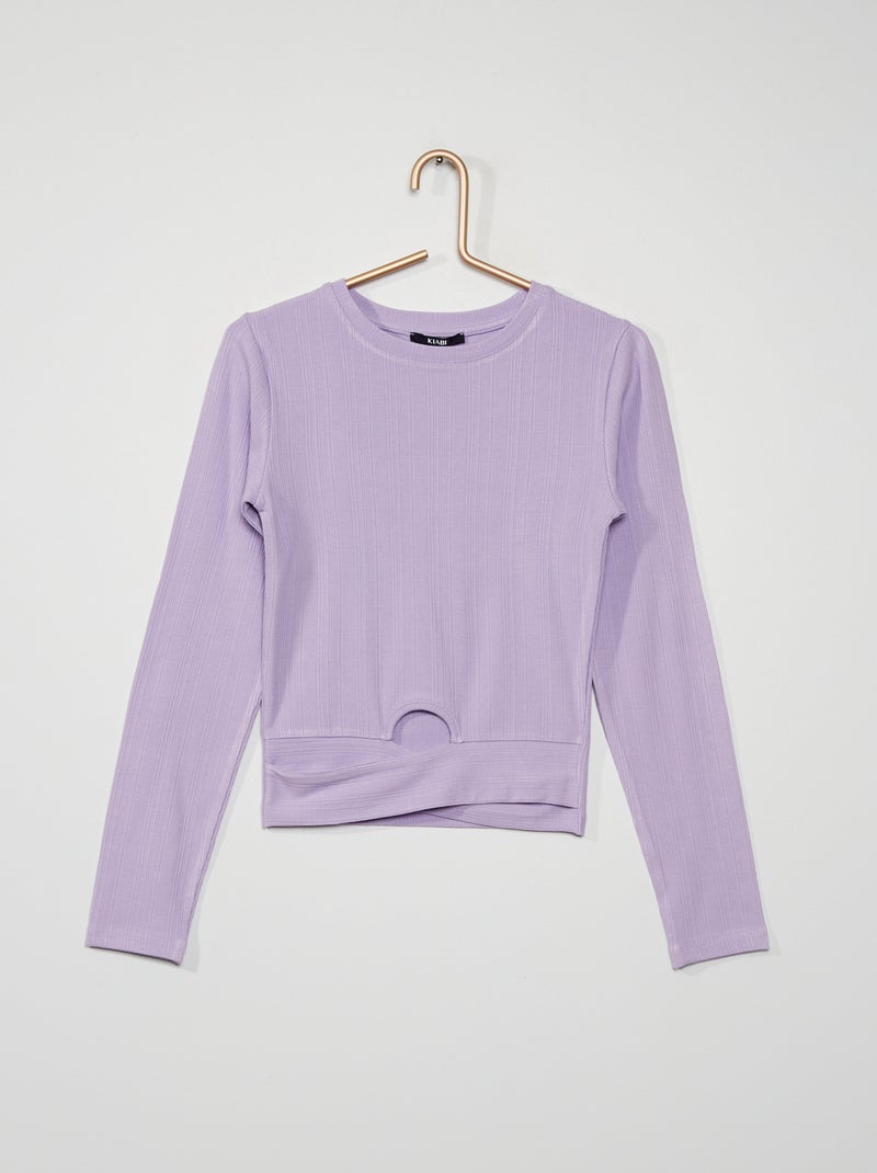 T-shirt en maille côtelée violet - Kiabi