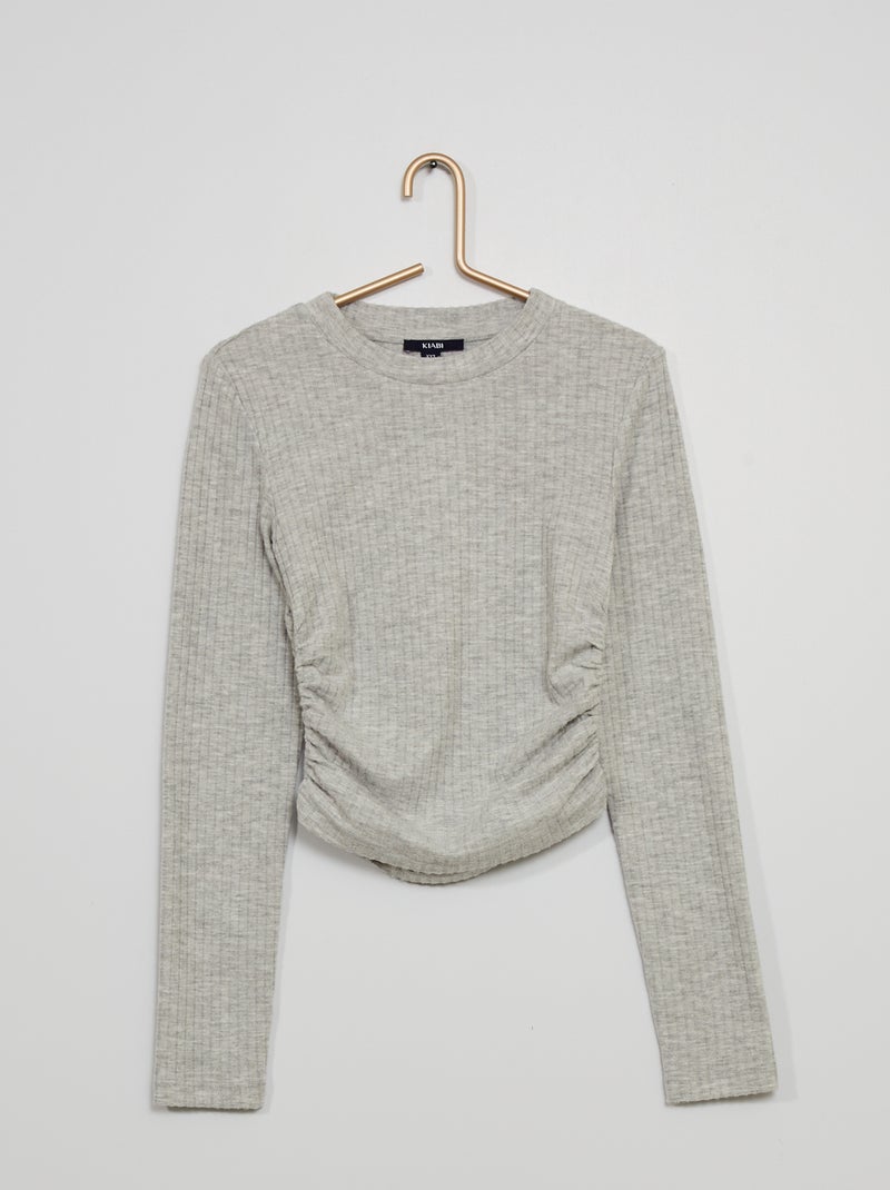 T-shirt en maille douce gris - Kiabi