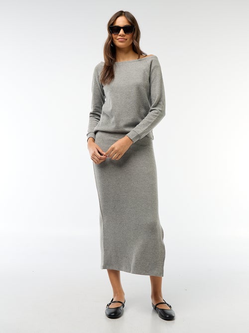 T-shirt en maille doudou avec col bardot - Kiabi