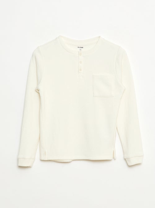 T-shirt en maille doudou avec poche poitrine - Kiabi