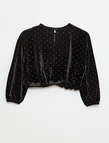 T-shirt en maille doudou avec strass