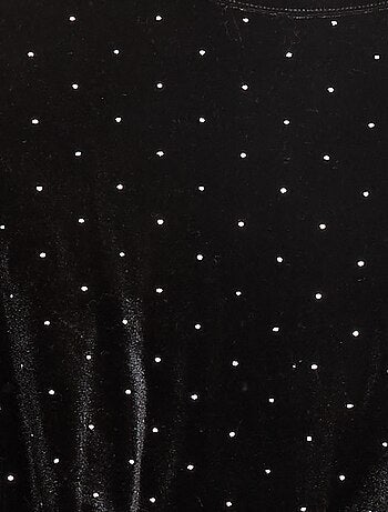 T-shirt en maille doudou avec strass