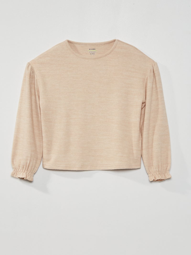 T-shirt en maille doudou Beige - Kiabi