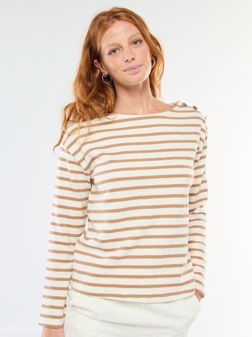 T-shirt en maille épaisse à manches longues ave rayures all-over - Kiabi