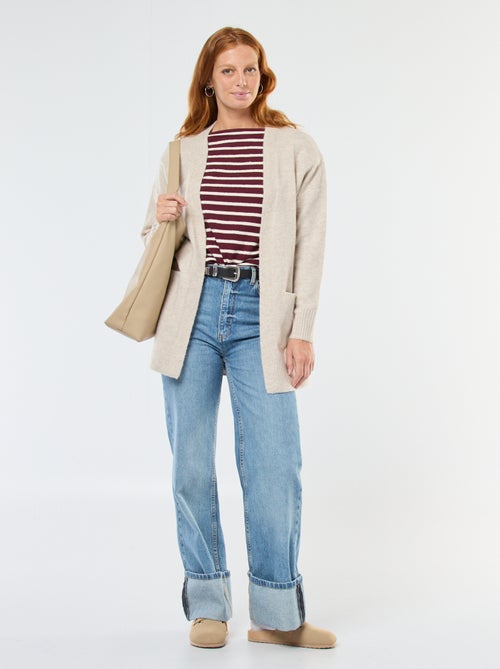 T-shirt en maille épaisse à manches longues ave rayures all-over - Kiabi