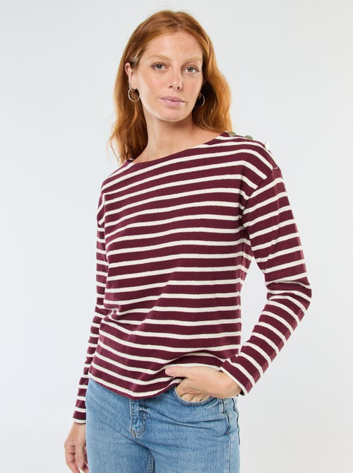 T-shirt en maille épaisse à manches longues ave rayures all-over - Kiabi