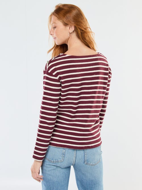 T-shirt en maille épaisse à manches longues ave rayures all-over - Kiabi