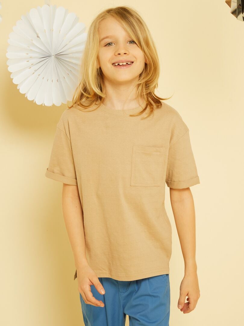 T-shirt en maille fantaisie Beige - Kiabi