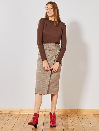 T-shirt en maille fluide côtelée - Kiabi