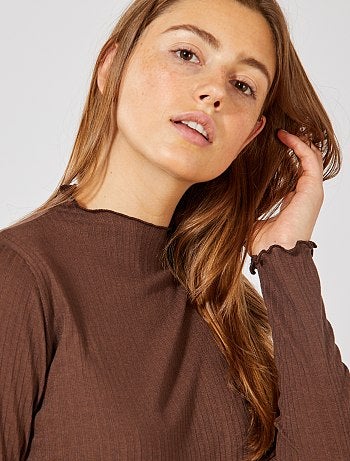 T-shirt en maille fluide côtelée - Kiabi