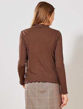 T-shirt en maille fluide côtelée - Kiabi