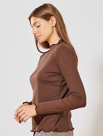 T-shirt en maille fluide côtelée - Kiabi