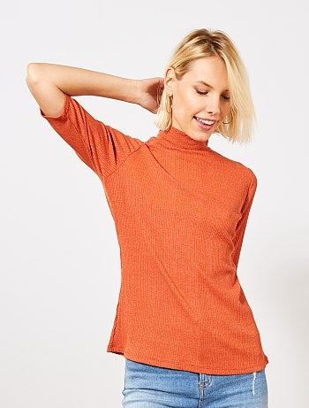 T-shirt en maille fluide côtelée - Kiabi