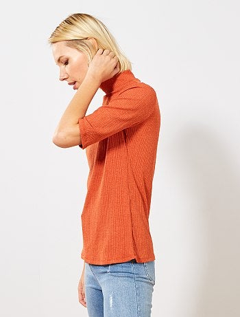 T-shirt en maille fluide côtelée - Kiabi