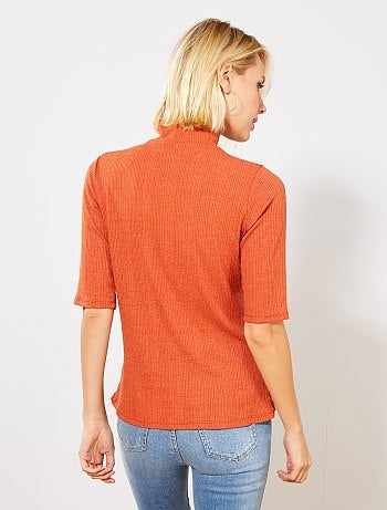 T-shirt en maille fluide côtelée - Kiabi