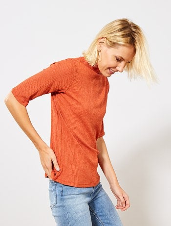T-shirt en maille fluide côtelée - Kiabi