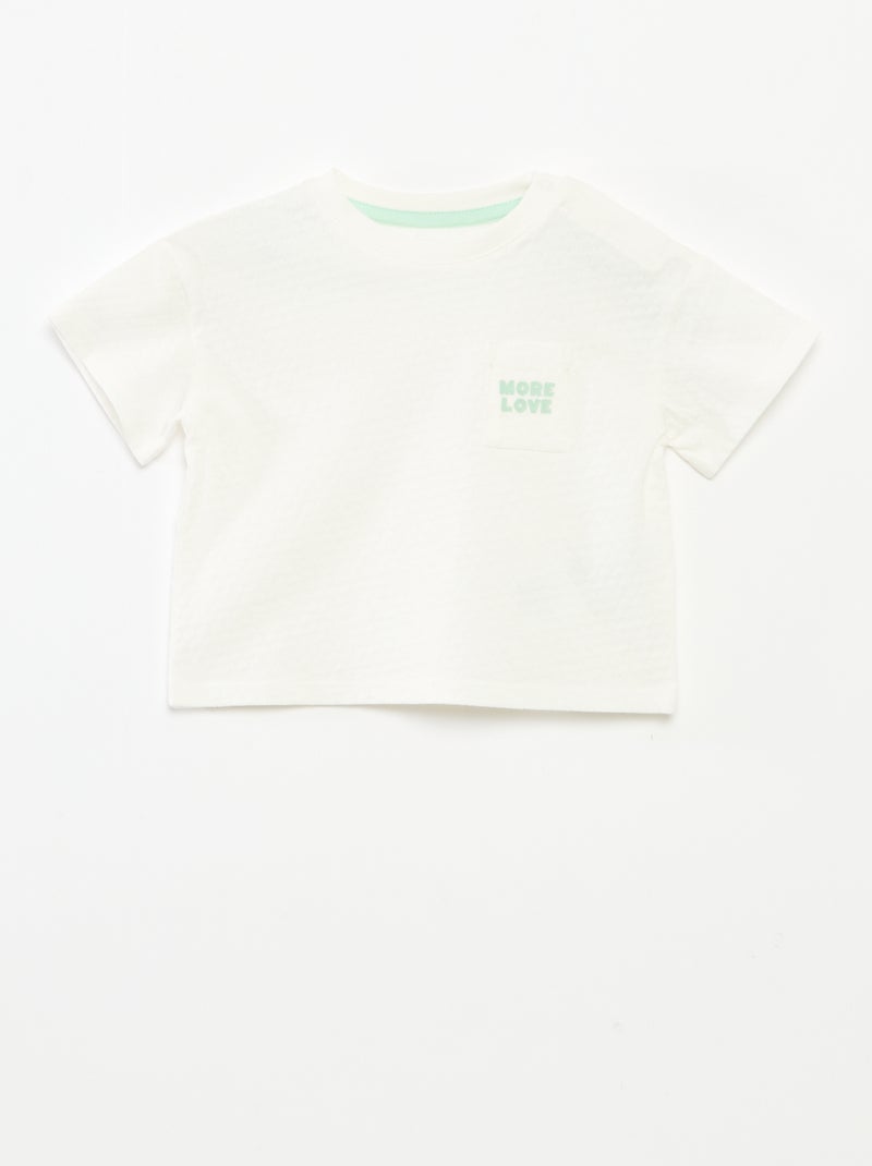 T-shirt en maille gaufrée Blanc - Kiabi