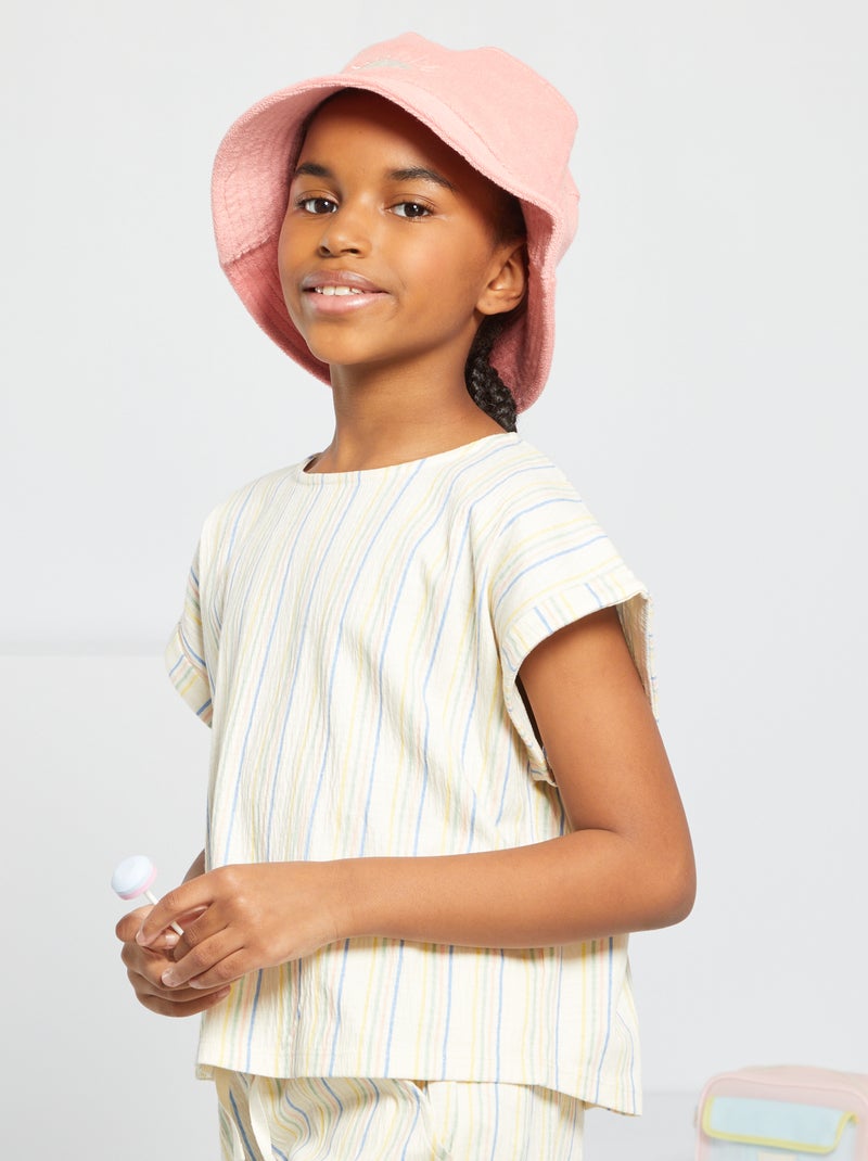 T-shirt en maille gaufrée Blanc - Kiabi