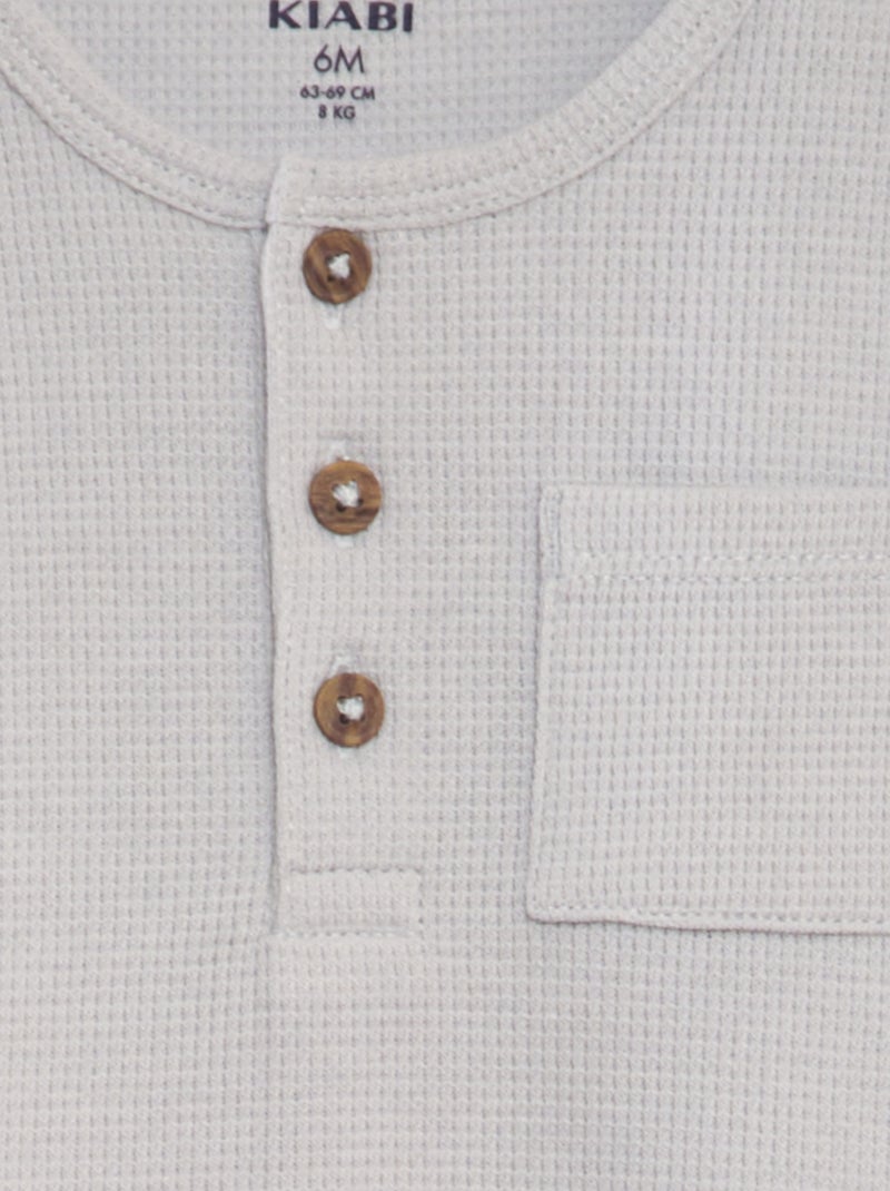 T-shirt en maille gaufrée Bleu clair - Kiabi