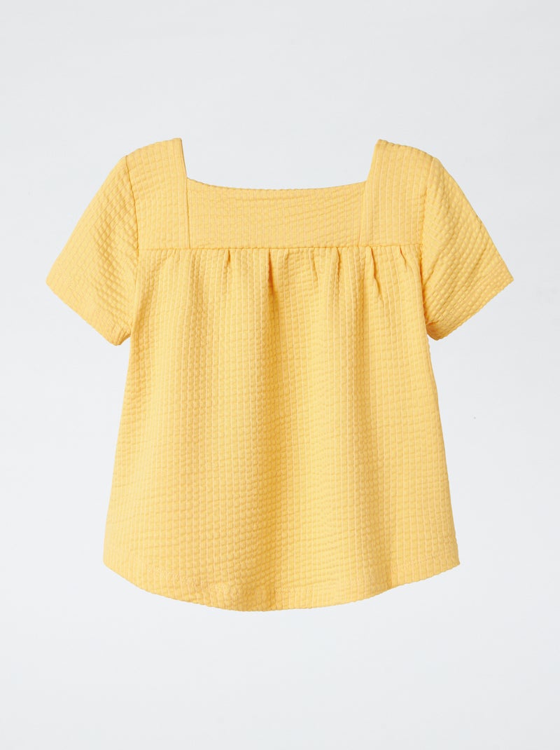 T-shirt en maille gaufrée 'Guppy' JAUNE - Kiabi