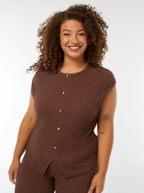 T-shirt en maille gaufrée sans manches - Kiabi