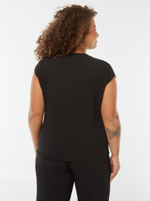 T-shirt en maille gaufrée sans manches - Kiabi