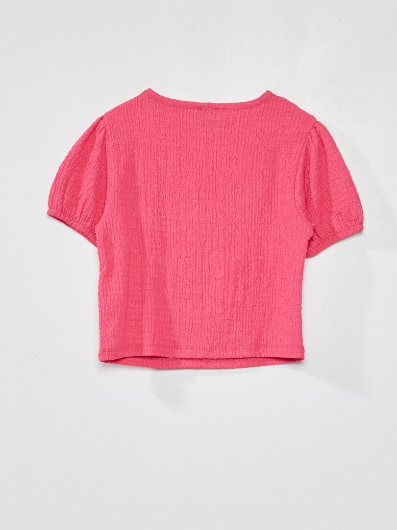T-shirt en maille gaufrée unie Rose - Kiabi