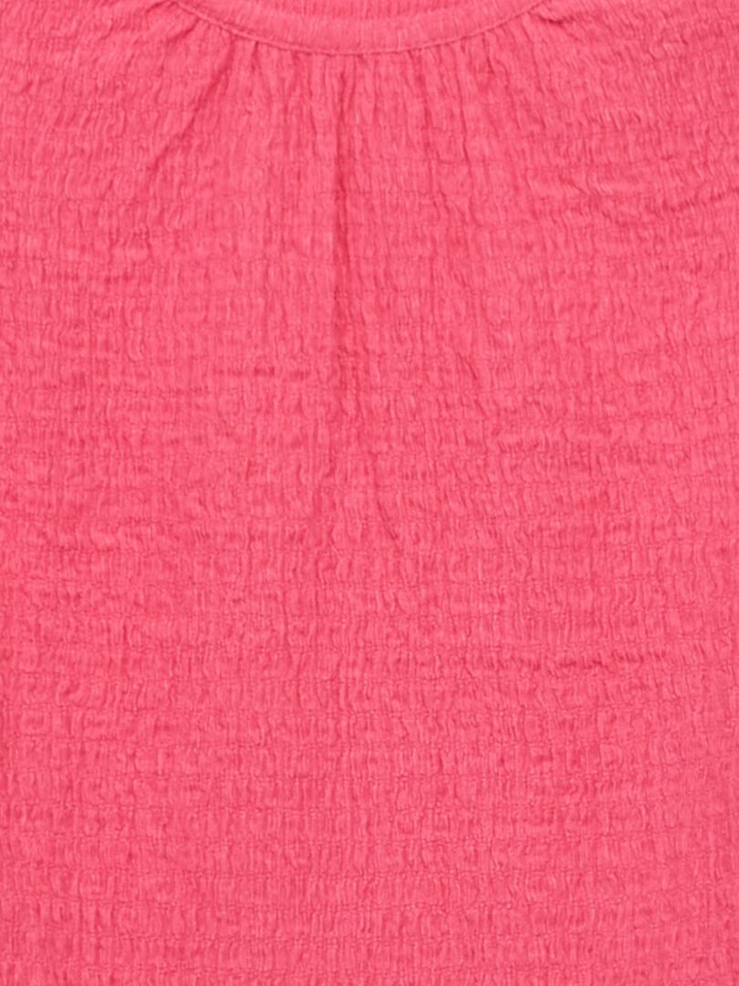 T-shirt en maille gaufrée unie Rose - Kiabi