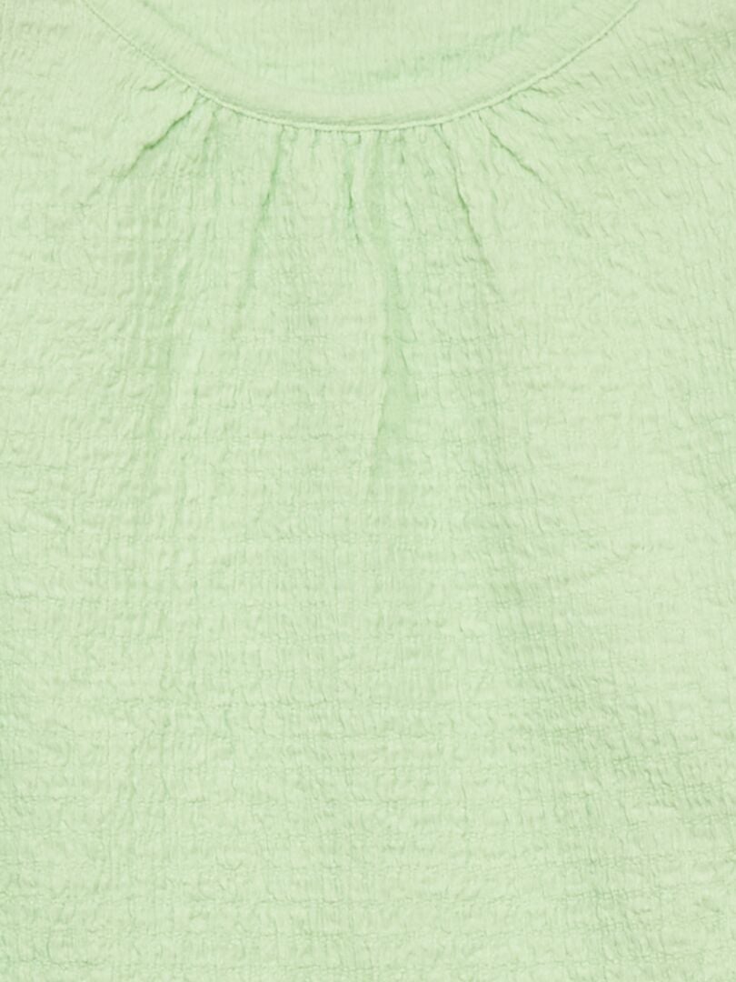 T-shirt en maille gaufrée unie Vert - Kiabi