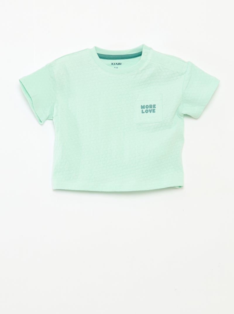 T-shirt en maille gaufrée Vert - Kiabi