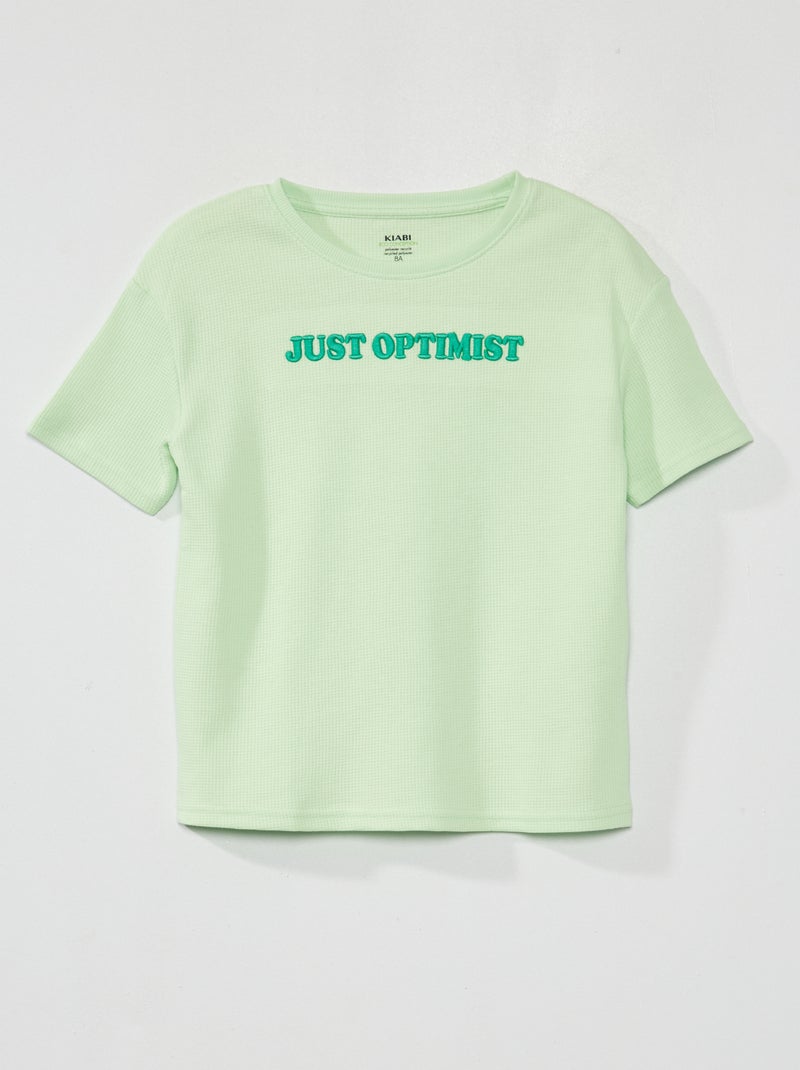T-shirt en maille gaufrée Vert - Kiabi