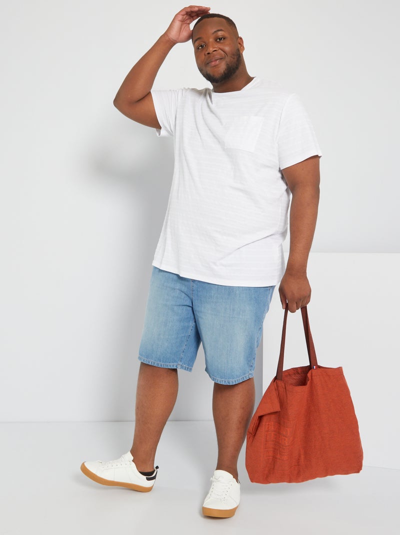 T-shirt en maille jacquard blanc - Kiabi