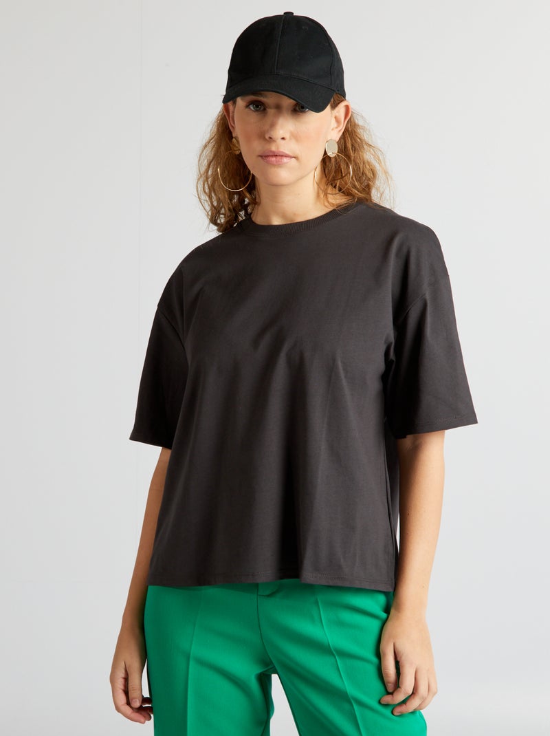 T-shirt en maille jersey - Tough Cotton™ Noir délavé - Kiabi