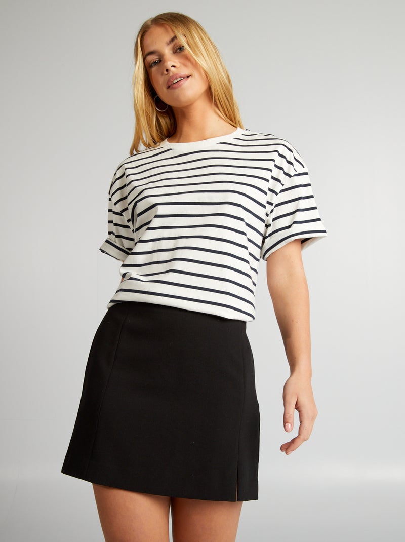 T-shirt en maille jersey - Tough Cotton™ Noir/blanc - Kiabi