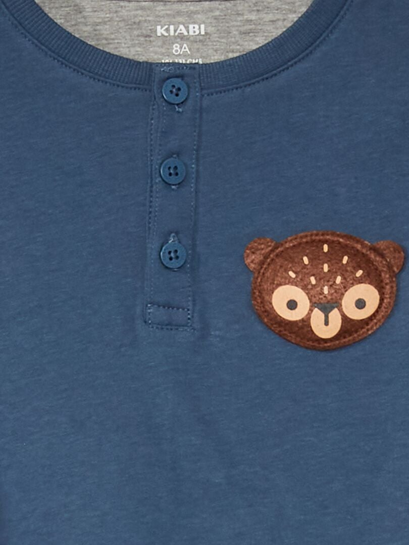 T-shirt en maille jersey avec col boutonné Bleu - Kiabi