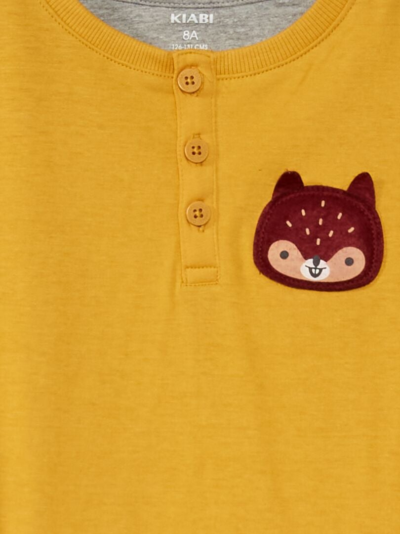 T-shirt en maille jersey avec col boutonné Jaune - Kiabi