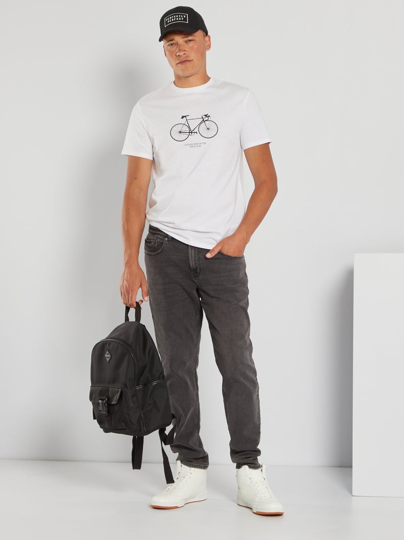 T-shirt en maille jersey avec imprimé Blanc 'vélo' - Kiabi