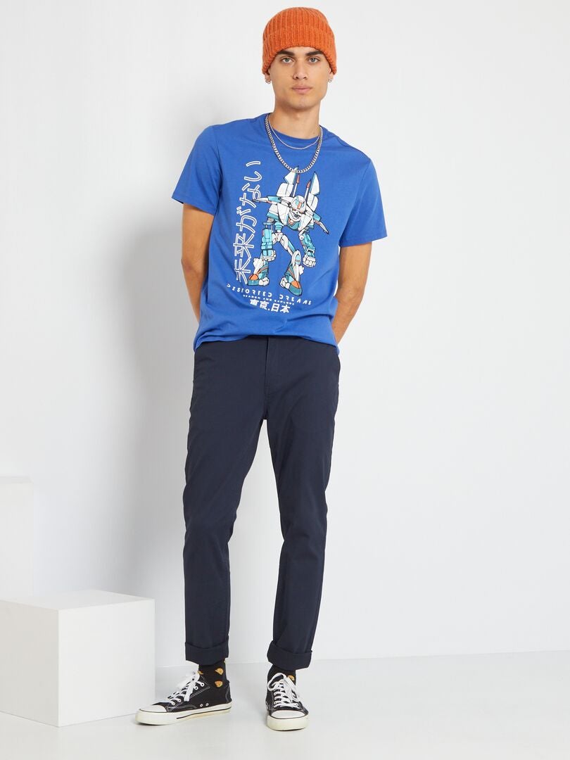 T-shirt en maille jersey avec imprimé Bleu - Kiabi