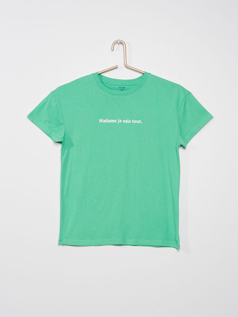 T-shirt en maille jersey avec imprimé fantaisie Vert 'madame" - Kiabi